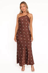 Anika Maxi Dress - Brown Polka Dot